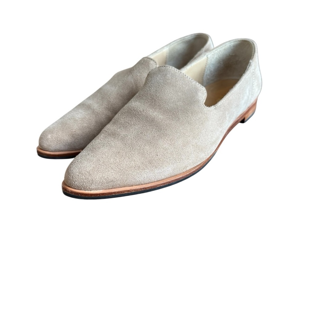 Portland Leather Patina Suede Loafers 9.5 Taupe Pointed Minimalist Slip-On Flats